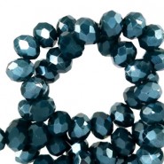 Top Glas Facett Glasschliffperlen 8x6mm rondellen Petrol blue-pearl shine coating